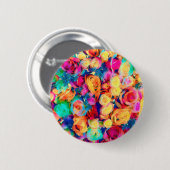 Button van kleurrijke Rozen Bouquet Flowers (Voorkant /achterkant)