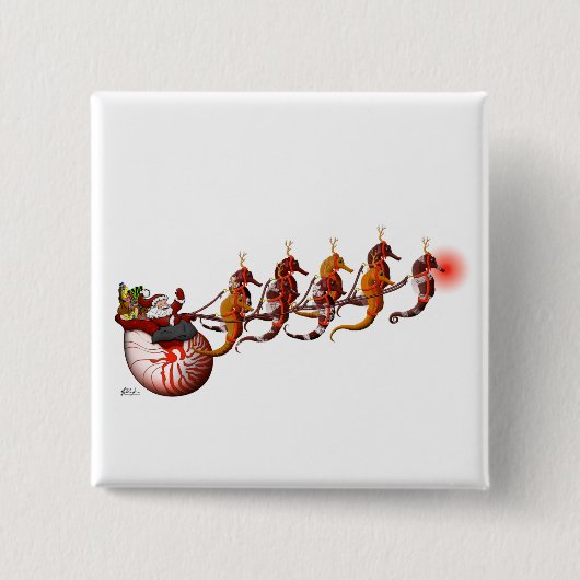Button van Santa and Seahorse Sleigh (Voorkant)