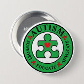 Button van Sint Patrick's Day Green Autism Awarene (Voorkant /achterkant)