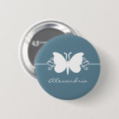 Button van vette blauwe vlinder (Voorkant /achterkant)