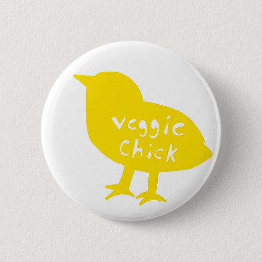 Button Veggie Chick (geel) (Voorkant)