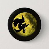 Button vliegende heks Halloween (Voorkant)