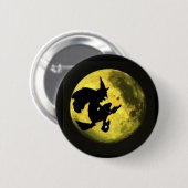Button vliegende heks Halloween (Voorkant /achterkant)
