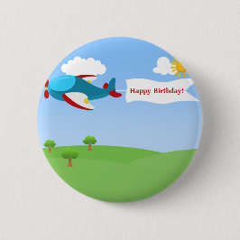 Button vliegtuigbanner Boy Birthday