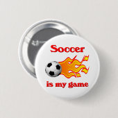 Button Voetbal met Voetbal en vlam (Voorkant /achterkant)
