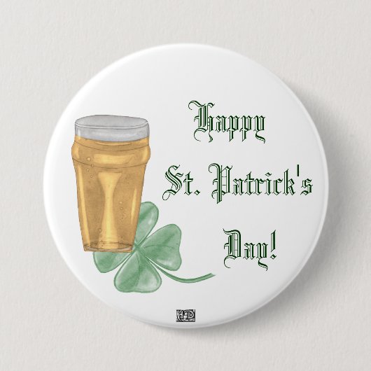 Button voor bier en shamrock (St. Patricks Day) (Voorkant)
