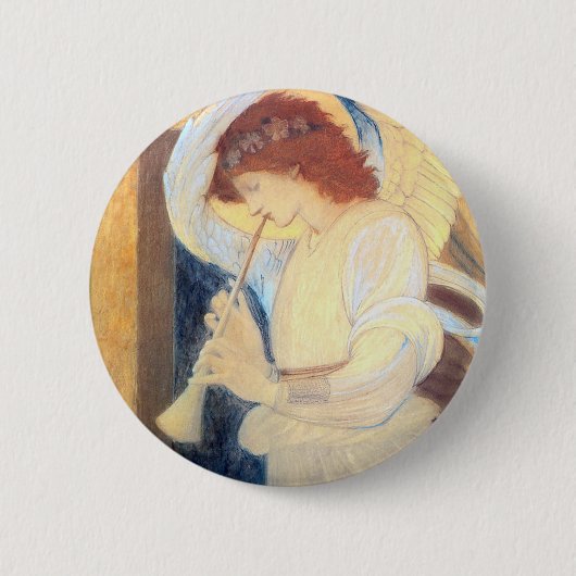 Button voor de kerstangel-ronde Pin - Burne-Jones (Voorkant)