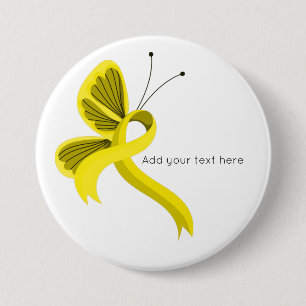 Button voor gele bewustwording van lint-Butterfly