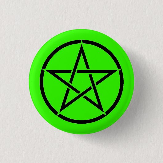 Button voor groene en zwarte Pentacle Pentagram (Voorkant)