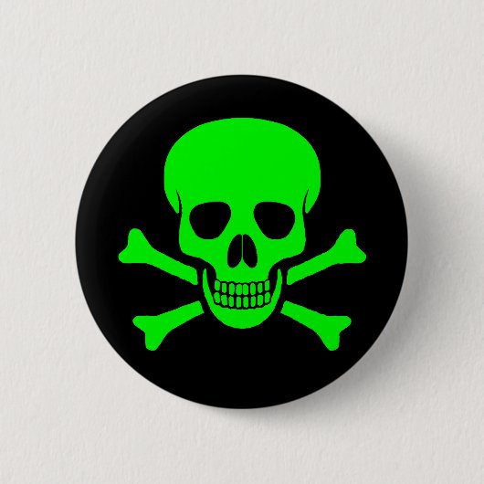 Button voor groene en zwarte schedel en kruisgrate (Voorkant)