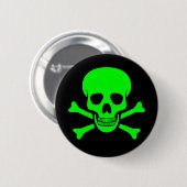 Button voor groene en zwarte schedel en kruisgrate (Voorkant /achterkant)