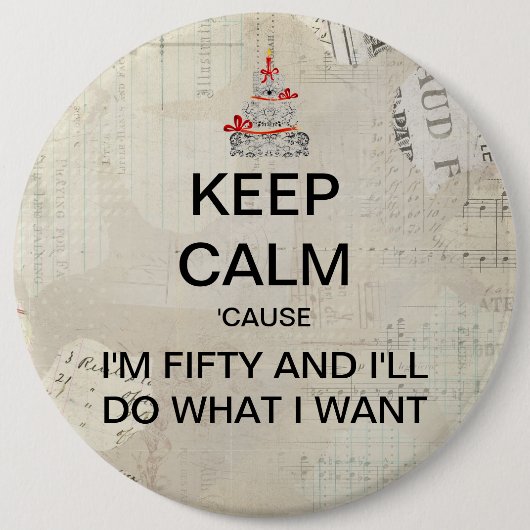 Button voor grote kalkmestkalk 50e verjaardag (Voorkant)
