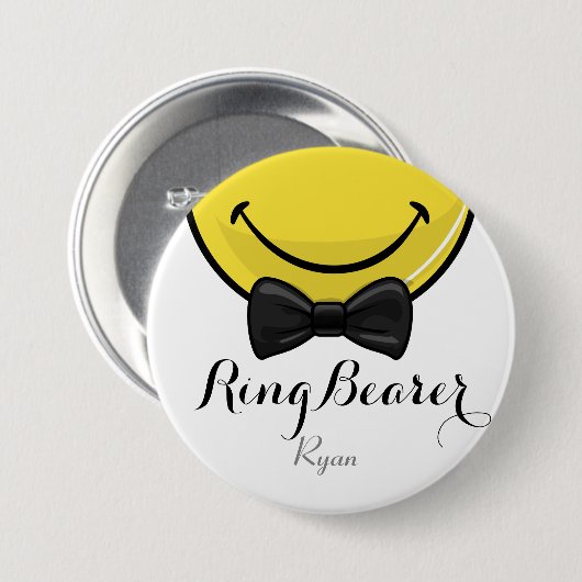Button voor het glimlachen van RingBearer Wedding (Voorkant /achterkant)