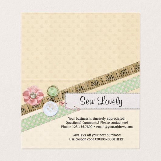 Button voor het naaien en lint - Hartelijk dank Kaart (Binnenkant ongevouwen)