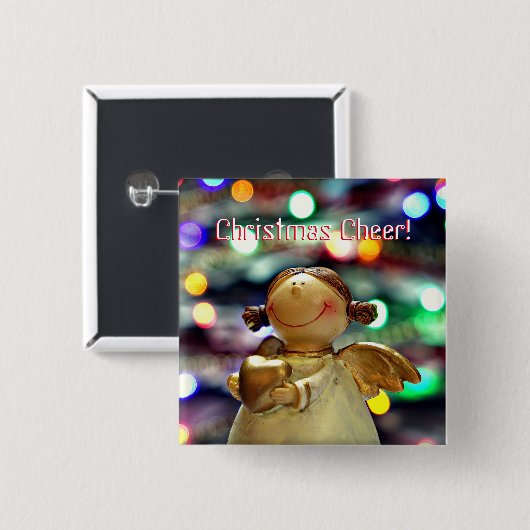 Button voor kerstmis Happy Angel (Voorkant /achterkant)