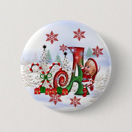 Button voor kerstmis van Monogram A (Voorkant)