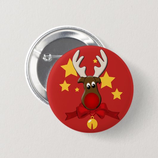 Button voor kerstrenrendieren Rudolph (Voorkant /achterkant)