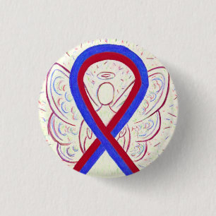 Button voor rode en blauwe lint
