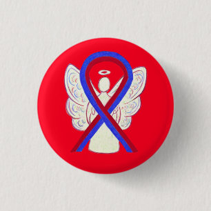 Button voor rode en blauwe lint