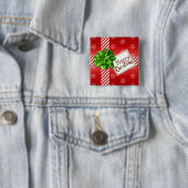 Button voor rode, witte kerst met snowflakes (In situ)