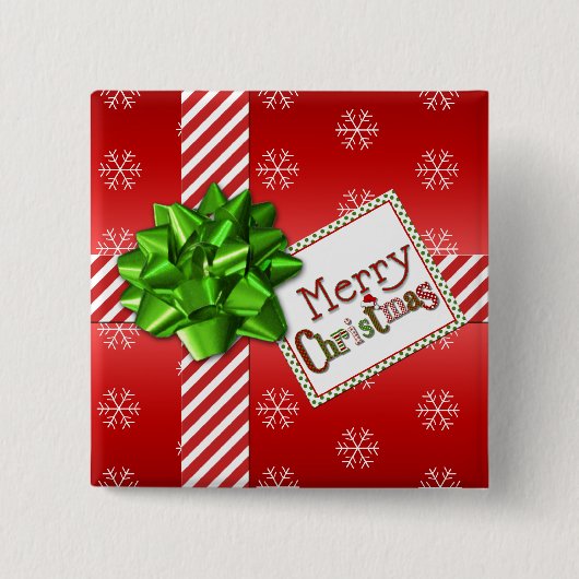 Button voor rode, witte kerst met snowflakes (Voorkant)