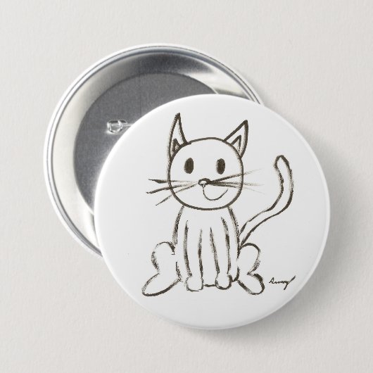 Button voor ronde Kat, geverfd (Voorkant /achterkant)