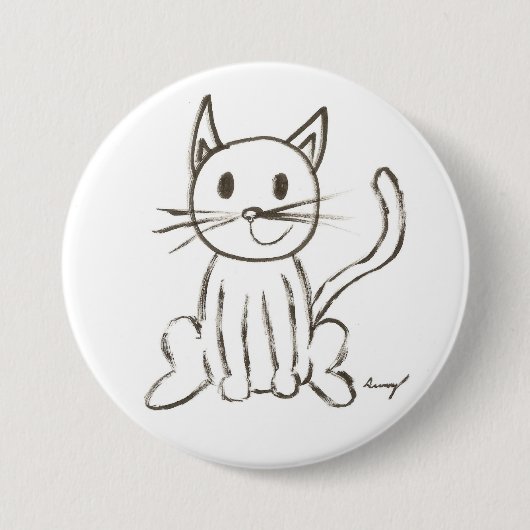 Button voor ronde Kat, geverfd (Voorkant)