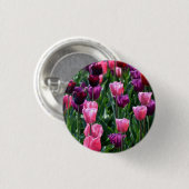 Button voor roze en Paarse Tulpen / badge (Voorkant /achterkant)