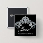Button voor weddenschapsnaam Elegant Black Silver (Voorkant /achterkant)