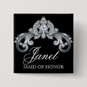 Button voor weddenschapsnaam Elegant Black Silver