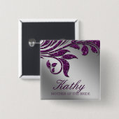 Button voor weddenschapsnaam Leaf Sparkle Paars Si (Voorkant /achterkant)