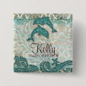 Button voor weddenschapsnaam Sparkle Dolphins Blau (Voorkant)