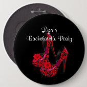 Button vrijgezellenfeest rode zwarte schoen (Voorkant /achterkant)