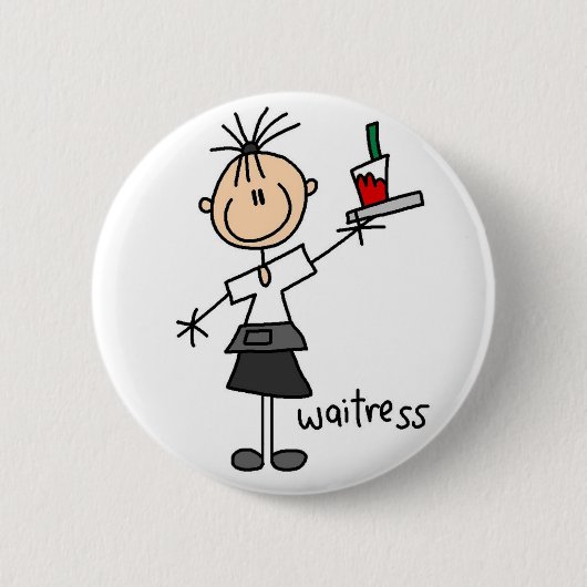 Button Waitress-stickfiguur (Voorkant)