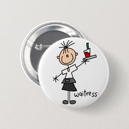 Button Waitress-stickfiguur (Voorkant /achterkant)
