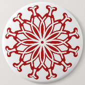 Button, Witte achtergrond Rood bloemontwerp Ronde Button 6,0 Cm (Voorkant)