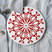 Button, Witte achtergrond Rood bloemontwerp Ronde Button 6,0 Cm (In situ)