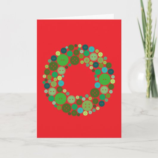 Button Wreath Holiday Card Feestdagen Kaart (Voorkant)