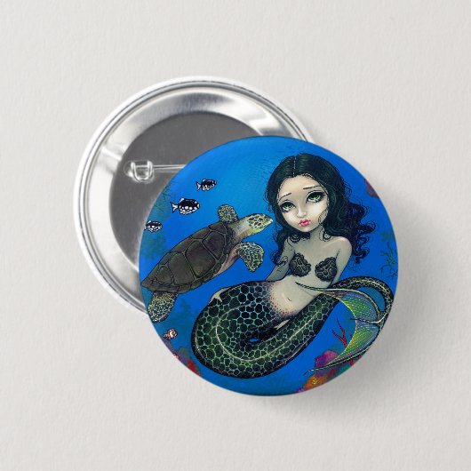 Button "Zee Turtle Mermaid" (Voorkant /achterkant)