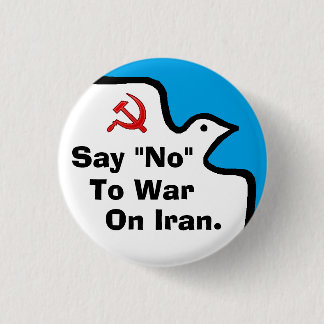 Button "Zeg nee tegen oorlog tegen Iran"