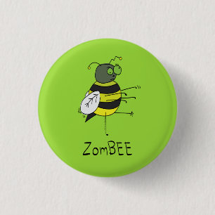 Button ZomBEE Zombie Bee Halloween