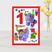 BUTTONNEN & BOGEN De Kittens 1e. Birthday Kaart (Gele Bloem)