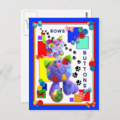 BUTTONNEN & BOWS Kitten Briefkaart (Voorkant / Achterkant)