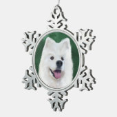 Buttonnen de Samojeed Tin Sneeuwvlok Ornament (Rechts)