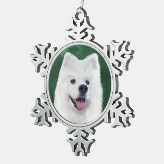 Buttonnen de Samojeed Tin Sneeuwvlok Ornament (Rechts)