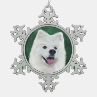 Buttonnen de Samojeed Tin Sneeuwvlok Ornament