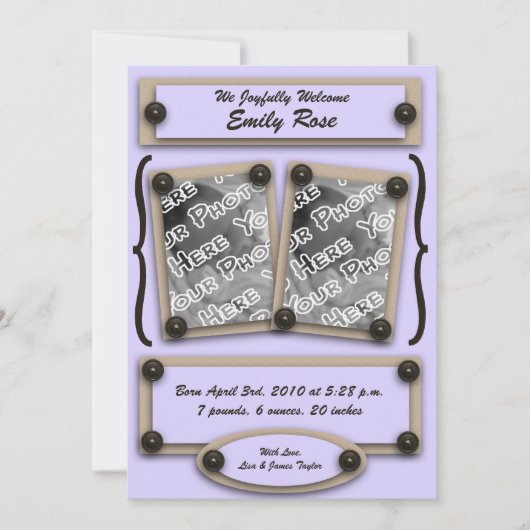 Buttonnen en beugels van lavendel aankondiging (Voorkant)