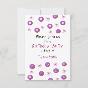 Buttonnen en Bows Birthday Uitnodiging