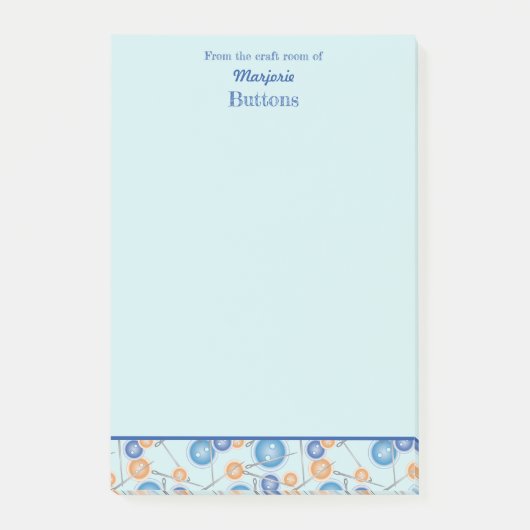 Buttonnen en naaigarnenaalden, op maat gesneden post-it® notes (Voorkant)