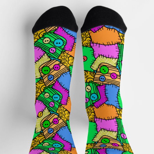 Buttonnen en patchwork Halloween Sokken (Top)